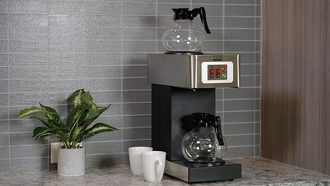 12-Cup Commercial Coffee Maker Stainless Steel - Double Coffee Machine for Office Restaurant Industrial Use - High Capacity Office Coffee Maker - TQS Cafe