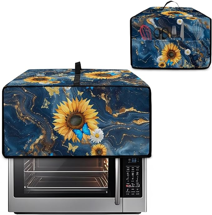 Doojoayie Toaster Cover 8 Slice Kitchen Appliance Covers 22.5x18.5x 13 Bread Machine Dust Protector Modern Home Kitchen Decoration Sunflower &amp Buttefly Print