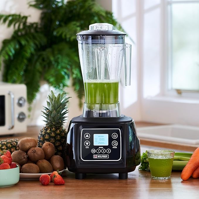 WILPREP Commercial Touch Blender 3.5HP Timer &amp Variable Speed 64 oz BPA-Free Jar