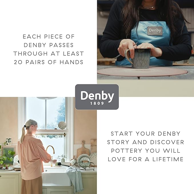 Denby - Elements Dark Blue Dinner Set For 4-12 Piece Simple Ceramic Stoneware Tableware Set - Dishwasher Microwave Oven Safe - Scratch Chip Resistant