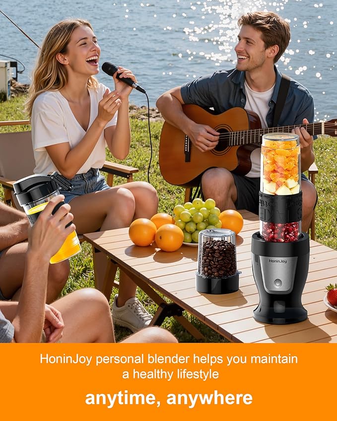 Smoothie Blender 650W Personal Blenders for Shakes and Smoothies with Grinder Cup &amp 2 BPA-Free Portable Cups (20oz+14oz) Portable Blender for Juices Smoothies Maker for Kitchen Black