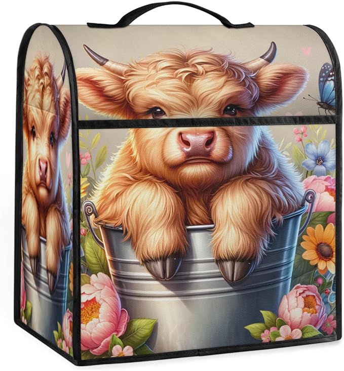 Kitchen Aid Mixer Cover Animal Cow Stand Mixer Cover Compatible with 6-8 Quarts Stand Mixers Dust Covers with Zipper Pocket Foldable Washable Kitchen Aid Organizer Bag
