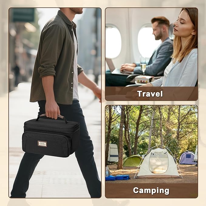 CURMIO Carrying Case Compatible with OutIn Nano Portable Electric Espresso Machine Camping Coffee Maker Travel Bag with Pockets for Capsules and Accessories Black