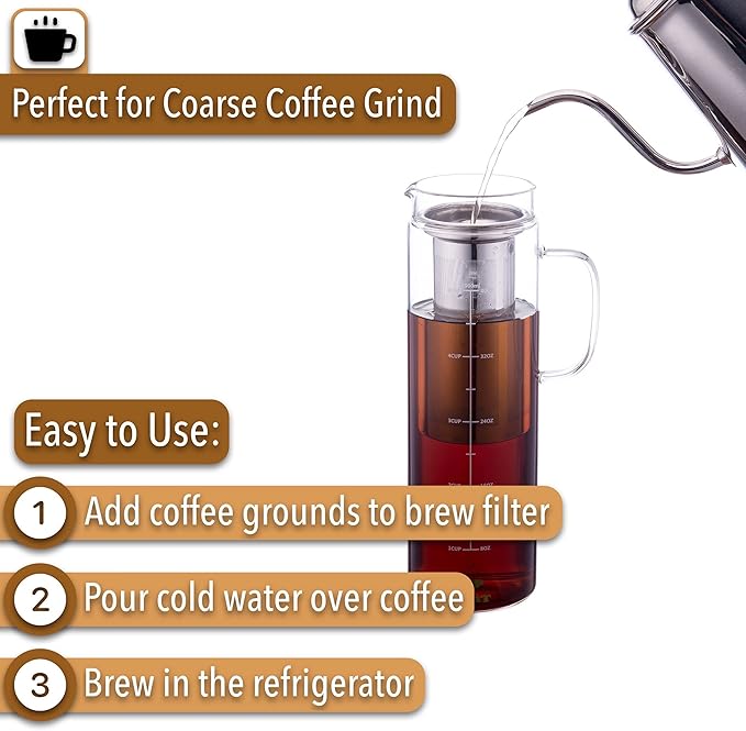 BTaT- Cold Brew Coffee Maker 1.5 Quart48 oz Iced Coffee Maker Iced Tea Maker Airtight Cold Brew Pitcher Coffee Accessories Cold Brew System Cold Tea Brewing Coffee Gift