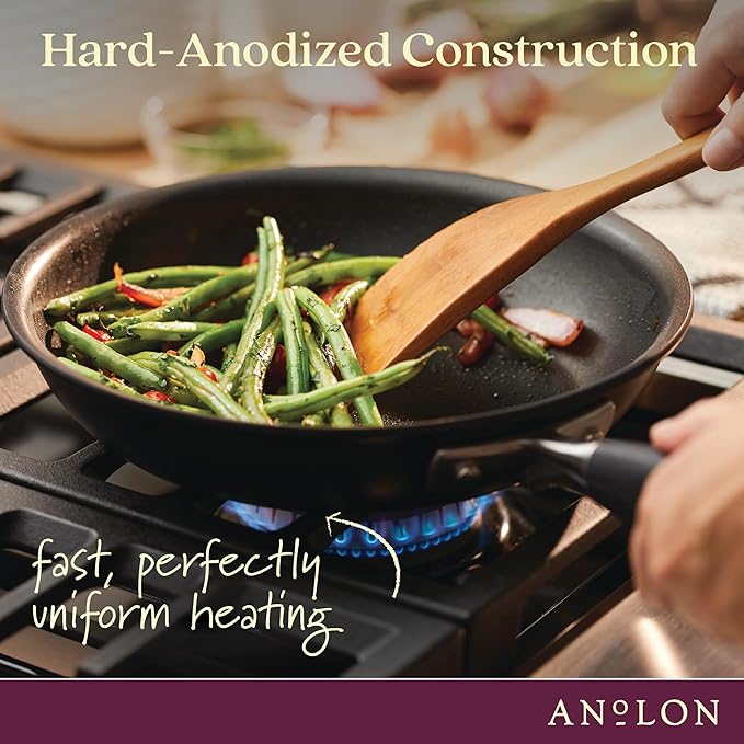 Anolon Advanced Home Glass Lids Stainless Steel and Silicone Handles 2 Piece 10 Inch and 12 Inch Lid Set Onyx
