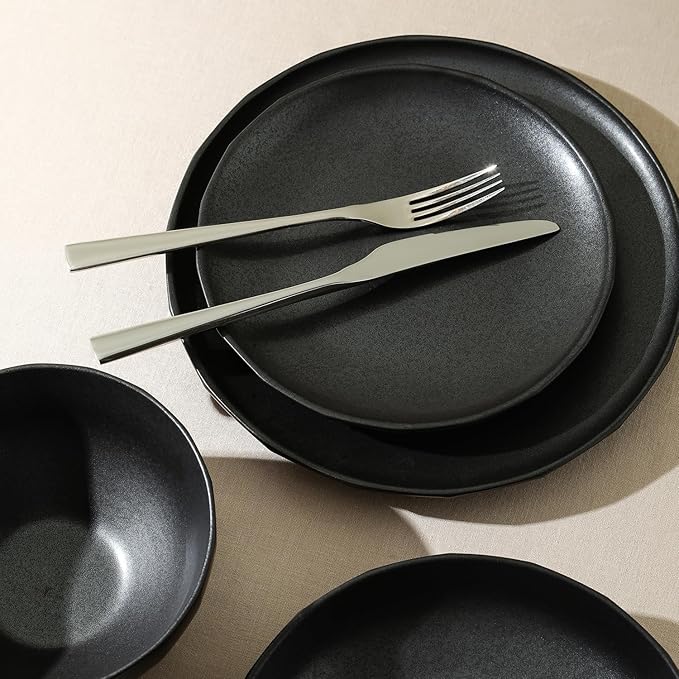 Stone Lain Rio 4-Piece Dinner Plate Set Stoneware Black