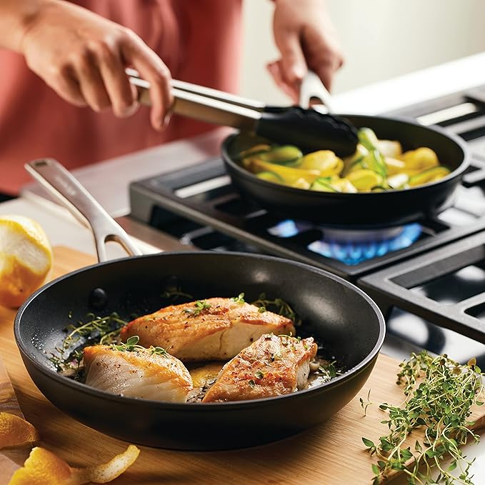 KitchenAid Hard Anodized Induction Nonstick Frying Pan Set/Skillets 8.25 Inch and 10 Inch - Matte Black