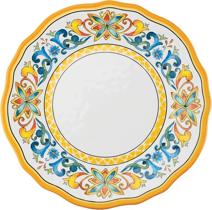 UPware 12 Piece Chianti Melamine Dinnerware Sets Outdoor Dishes Set Plates and Bowls Sets Service for 4 Multicolor