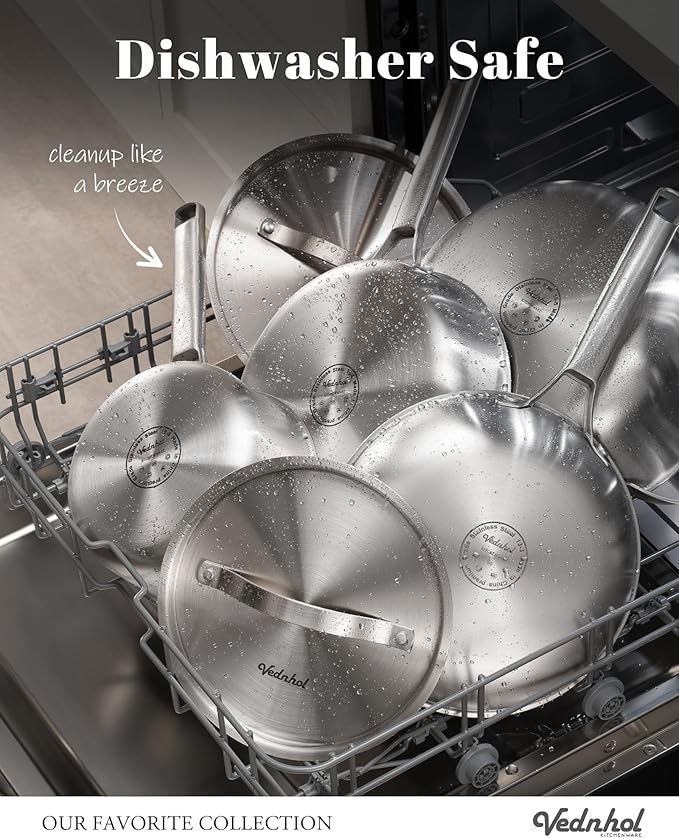 Stainless Steel Cookware Set 14 Pcs Tir-Ply Pots and Pans Set PFOA&ampPTFE Free Dishwasher&ampOven Safe Kitchen Induction Compatible ollas de acero inoxidable para cocinar