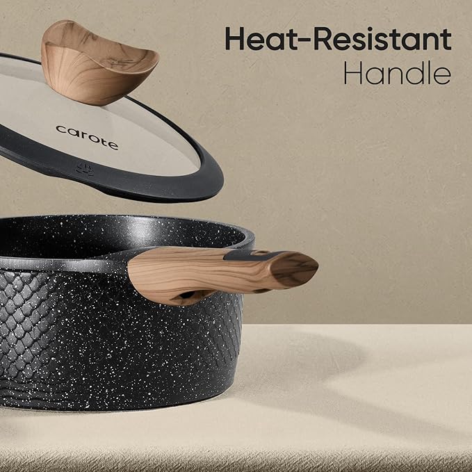 CAROTE 26PCS Pots and Pans Set Non Stick Cookware Set Pots and Pans Induction Cook Ware Nonstick Kitchen Cooking PFOA Free Black