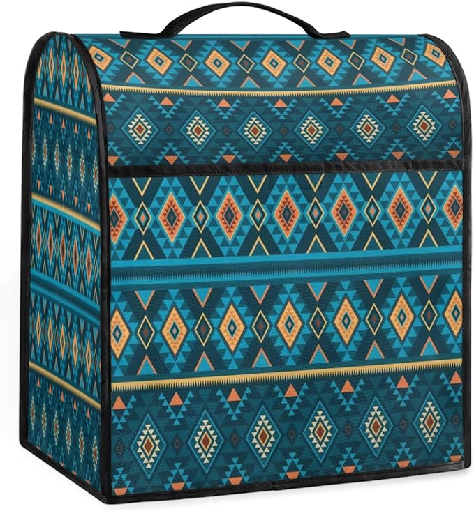 Kitchen Aid Mixer Cover Mandala Ethnic Geometry Stand Mixer Cover Compatible with 6-8 Quarts Stand Mixers Dust Covers with Zipper Pocket Foldable Washable Kitchen Aid Organizer Bag