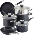 Anolon SmartStack Hard Anodized Nonstick Induction Nesting Cookware/Pots and Pans Set Dishwasher Safe 9 Piece - Black