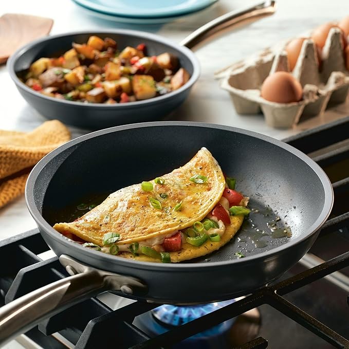 Anolon Accolade Forged Hard Anodized Nonstick Frying Pans/Skillet Set 10 Inch and 12 Inch - Moonstone Gray