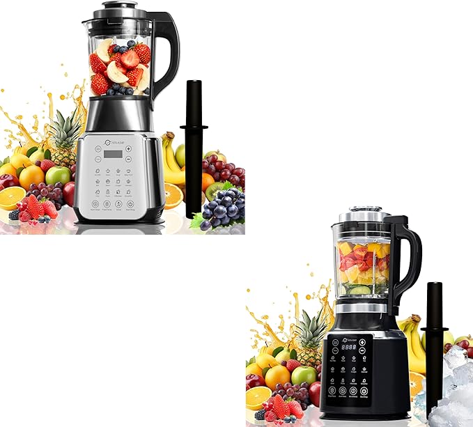 Blenders for Kitchen with Tamper 1500W Adjustable 26000-60000RPM High Speed Food Processors Stainle Black Glass jar blender with Keep Warm 14 Preset Functions &amp Auto Clean for Smoothies Soups M
