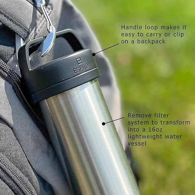 ESPRO P0 Ultralight French Press Coffee Maker for Travel Vacuum Insulated Stainless Steel 16 Ounces Brushed Stainless Steel