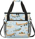 Cute Aircraft Coffee Maker Carring Bag Large Insulated Storage Organizer Case Tote Bags with Shoulder Strap for Travel Work Picnic