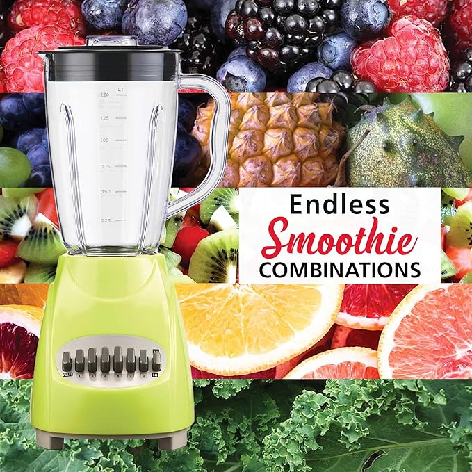 12-Speed Countertop Blender with Pulse Function – 50oz BPA-Free Jar Stainless Steel Blades Ice Crusher &amp Smoothie Maker 350W Kitchen Blender (Green)