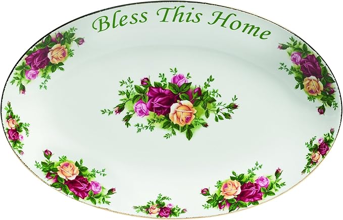 Royal Albert Old Country Roses Bless This Home Platter