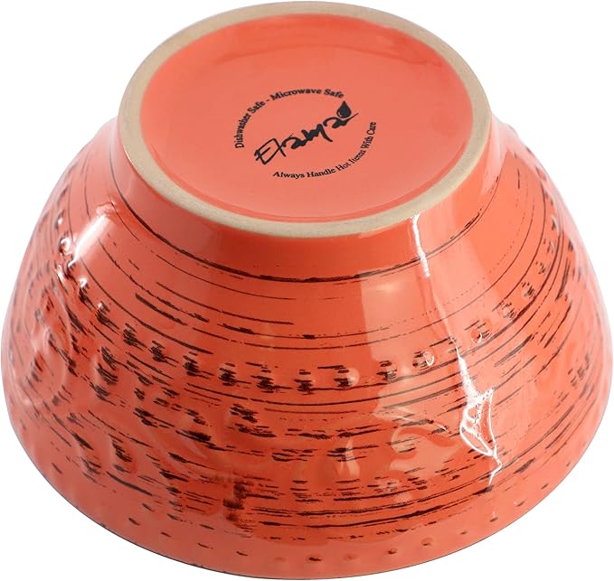 Elama Malibu Jasper 16-Piece Stoneware Embossed Pattern Reactive Glaze Orange Dinnerware Set Tableware Serveware Set (Jasper Orange)