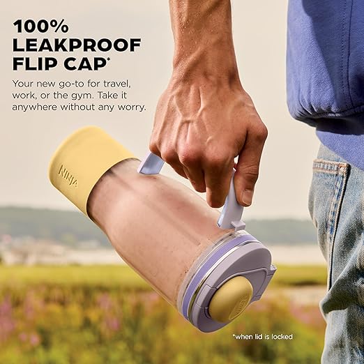Ninja Blendboss™ | Personal Blender for Smoothies &amp Frozen Drinks | 26oz Travel Tumbler with LeakProof Lid Chug Spout &amp Detachable Straw | Auto-iQ Technology | Lavender Lemonade | DB351PR