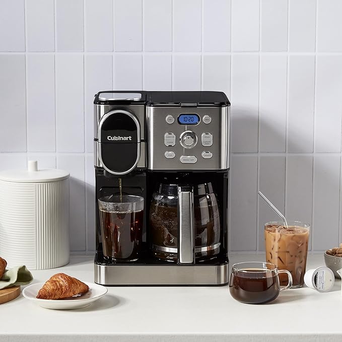Cuisinart 12-Cup Coffee Maker Single-Serve Brewer Glass Carafe Automatic Hot &amp Iced Coffee Machine Brew Strength Control and Pause SS-16 Stainless Steel