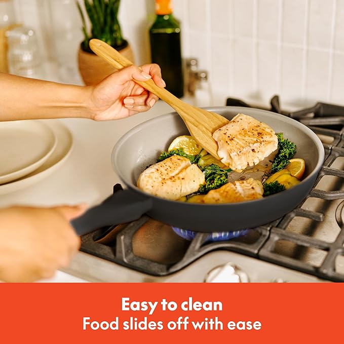 bella 7 Piece Cookware Set with EverGood™ Ceramic Nonstick Coating Dishwasher Safe Oven Safe All Stovetops Compatible Glass Lids with Silicone Rims Cool Touch Handles Black