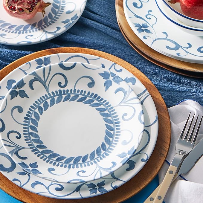 Corelle 12-Piece Dinnerware Set Service for 4 Chip Resistant Glass Artemis Vitrelle