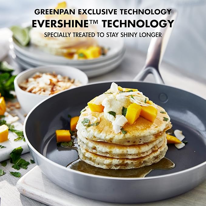 GreenPan GP5 Vista 5-Ply Stainless Steel 12 Piece Cookware Pots &amp Pans Set Healthy Ceramic Nonstick PFAS-Free Induction Frying Pans Sauté Saucepans Stock Pot Glass Lids Dishwasher &amp Ov