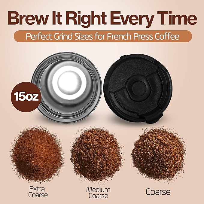 15oz Double Wall Stainless Steel Insulated French Press Coffee and Tea Maker - Portable Camping Mug and Tumbler - Heat Retaining Leak-Proof Travel-Friendly for Office and Outdoor Adventures (Silver)