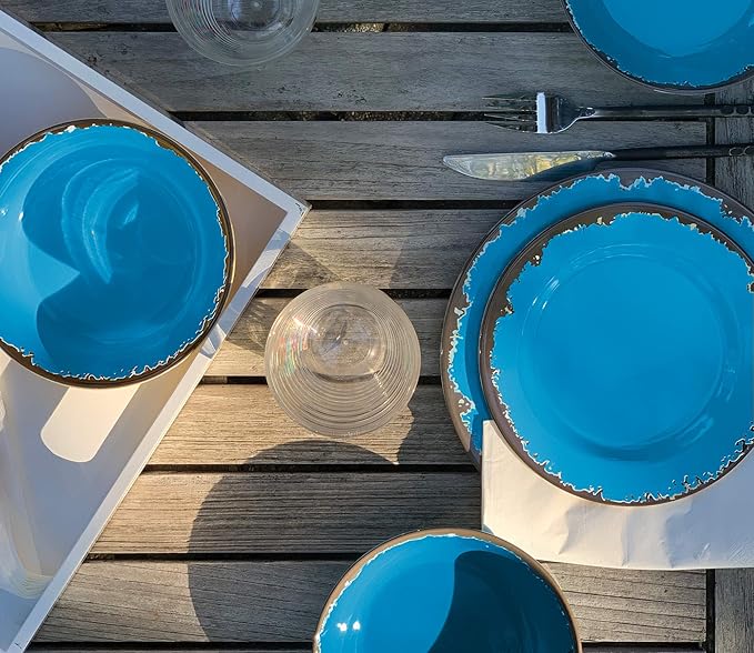 Fox Run Melamine Dinnerware Set Dark Blue 12 Piece