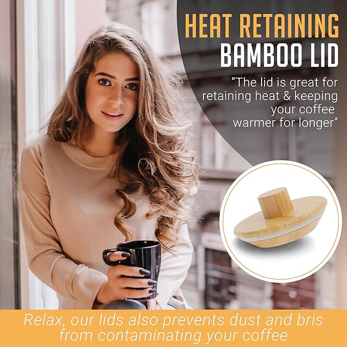 HEXNUB Caddy and Lid for Pour Over Coffee Maker Bamboo Stand fits Chemex Bodum Cosori Coffee Carafes Heatproof Mat Filter Holder - Black Mat