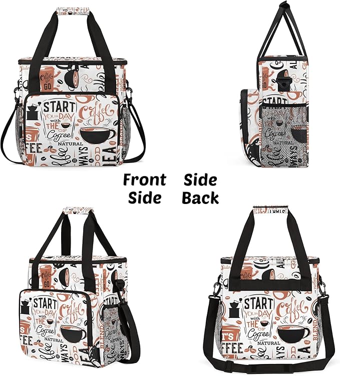 Coffee Maker Travel Bag Compatible with K-Mini or K-Mini Plus Single Serve Coffee Brewer Carrying Case with Multiple Pockets for K-Cup Pods Storage Bag With Shoulder Strap