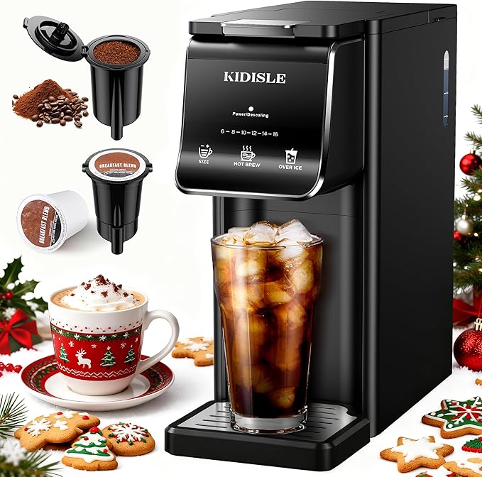 Hot &amp Iced Single Serve Coffee Maker K Cup Pod Coffee Maker Compatible with Grounds Reusable Filter 6–16oz Brew Sizes Large 40oz Water Tank Easy to Use Black