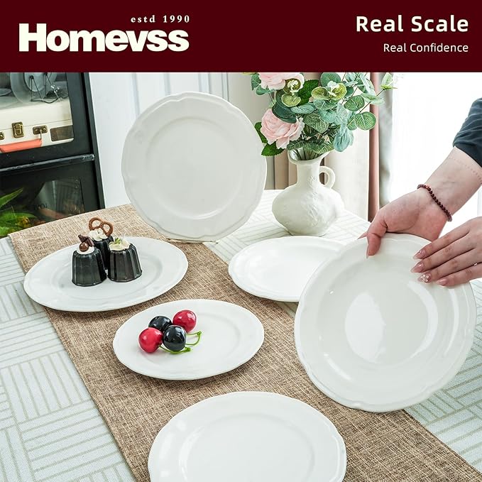 HomeVss New Bone China Embossed French Countryside 18pc Dinnerware Set