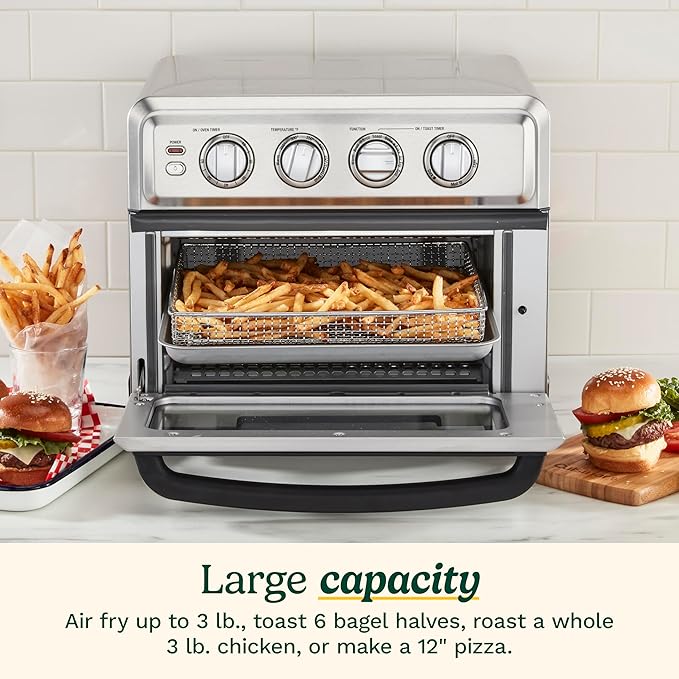 Cuisinart Air Fryer Toaster Oven with Grill 1800W 8-1 Air Fryer Oven with Bake Convection Bake Grill Broil and Warm Options Large Capacity 60-Minute Timer TOA-70BKS Black SS