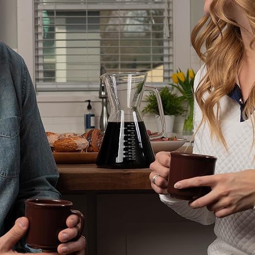 London Sip Glass Pour Over Coffee Carafe Coffee Maker with Reusable Stainless Steel Filter Ergonomic Handle and Easy-Pour Spout 8-Cup (1200 mL)