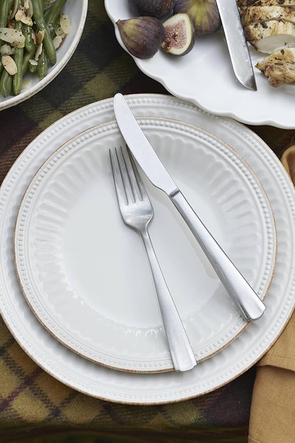 Lenox 891196 French Perle Groove White 12-Piece Pasta Bowl Dinnerware Set Service For 4