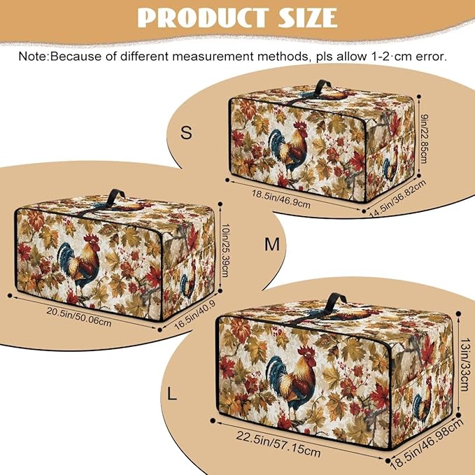 Rooster Plant Print Toaster Oven Air Fryer Cover Dust Protection Heavy Duty Microwave Toaster Oven Cover Small Kitchen Appliance Dust Covers M