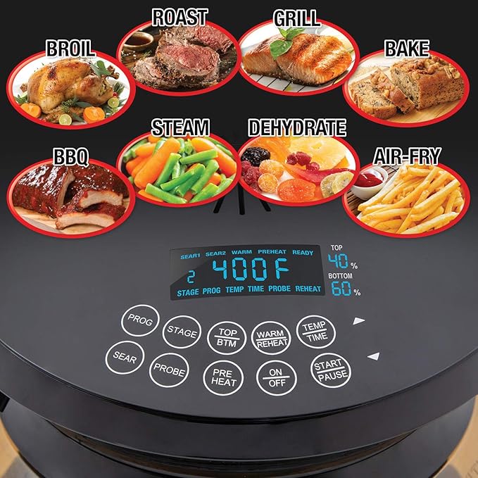 Nuwave Primo Grill Oven PFAS Free Countertop Oven with Convection Top &amp Grill Bottom Smart Thermometer Perfect for Cooking Frozen or Fresh with Surround Heat for Flawless Results