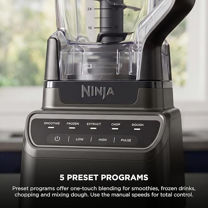 Ninja Kitchen System | All-in-One for Smoothies Frozen Drinks Veggie Chopper &amp More | With Full-Size Pitcher 8 Cup Food Processor Bowl (2) 18 oz. Cups | 1200 Watt | Dark Grey | BR601AMZ