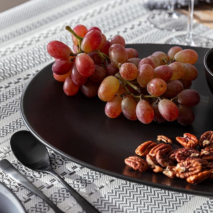 over&ampback Coupe Stoneware Serving Platter - Elegant 1-Piece Oval Serving Platter to Complete Your Kitchen Set - 16.4 x 11.5 - Semi-Matte Black