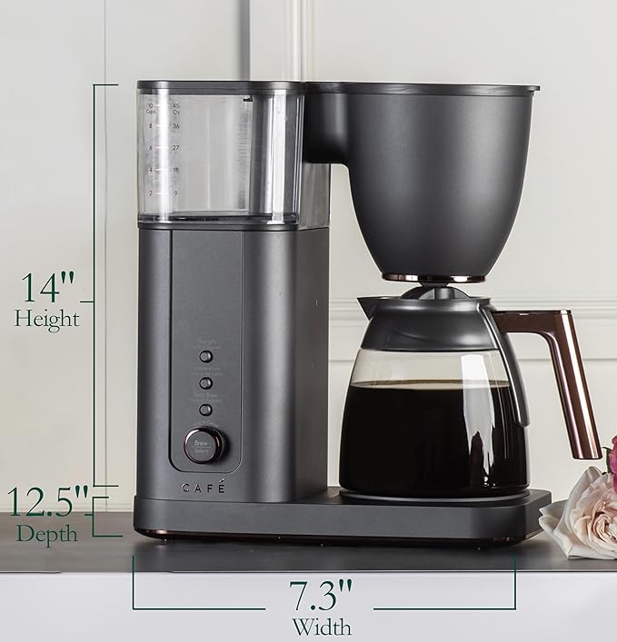 Café Specialty Drip Coffee Maker 10-Cup Glass Carafe WiFi Connected Smart Voice-to-Brew Includes Reusable Filter Basket &amp Grounds Scooper Barista-Quality Brew SCA Certified Matte Black