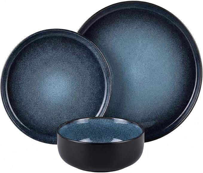 Plates and Bowls Sets12 Pieces Round Porcelain Dinnerware SetsDishes Plates Dishware SetsChip Resistant Ceramic Dish Set Dining Dinner Ware Service for 4