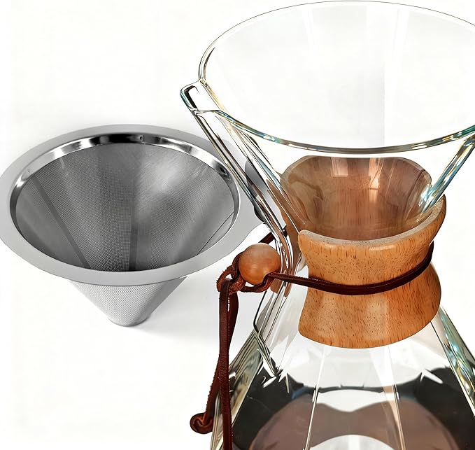 AGOGO Pour Over Coffee Maker Glass - 10 Cup Barista Kit with 304 Stainless Filter for Home Office Camping Cafes - Easy Clean Coffee Dripper Set (Towel&ampBrush Included) (10 Cup/34 oz-Diamond Shap