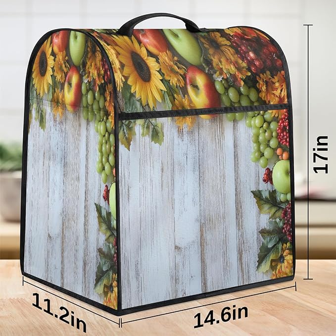 cfpolar Kitchen Aid Mixer Cover Compatible with 6-8 Quarts Sunflower Grapes Apples Stand Mixer Cover Kitchen Aid Mixers Accessories Appliance Organizer Bag Dust Covers with Zipper Pocket