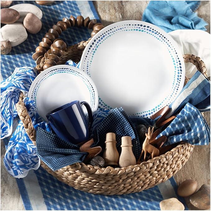 Corelle Livingware 16-Piece Dinnerware Set Ocean Blues Service for 4