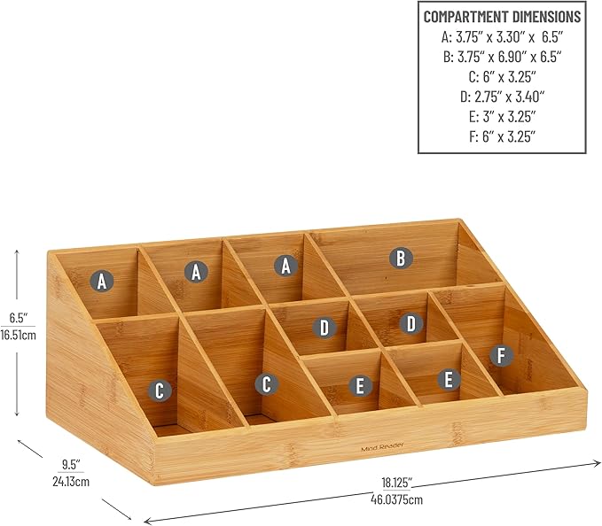 Mind Reader Cup and Condiment Station Countertop Org Coffee Bar Rayon from Bamboo Cup 18.125L x 9.5W x 6.5H Brown