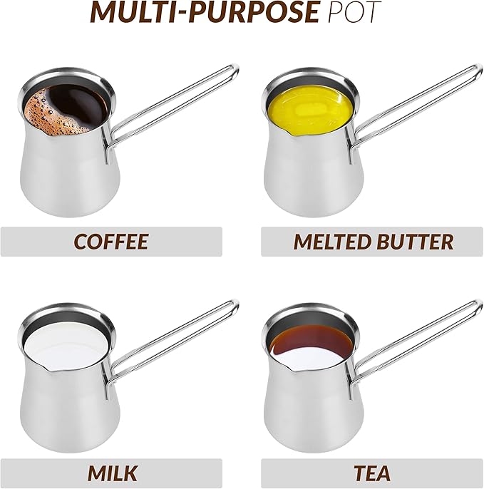 Quality Turkish Coffee Pot - Turkish Coffee Maker Chai Pot Arabic Coffee Pot Briki Greek Coffee Pot Greek Briki Cezve Ibrik (15oz)