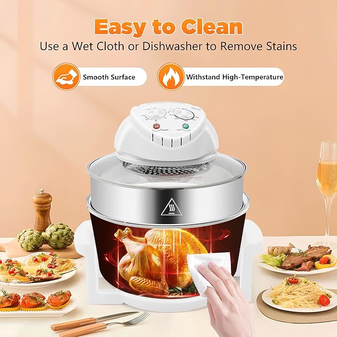 CNCEST Air Fryer Oven360 °Vertical Heating Grease Removal Infrared Convection Healthy Meal Electric Convection Oven Cooker with Fried Roasted Steamed Defrosted Function