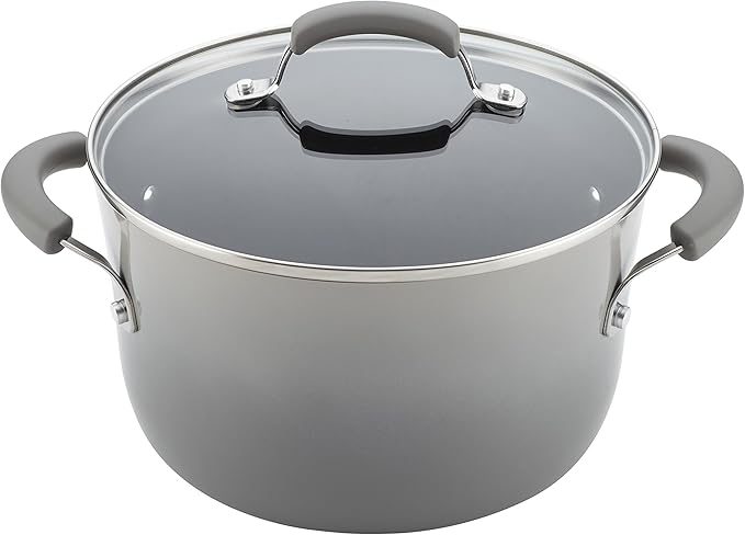 Rachael Ray Brights Nonstick Cookware Pots and Pans Set 14 Piece Sea Salt Gray
